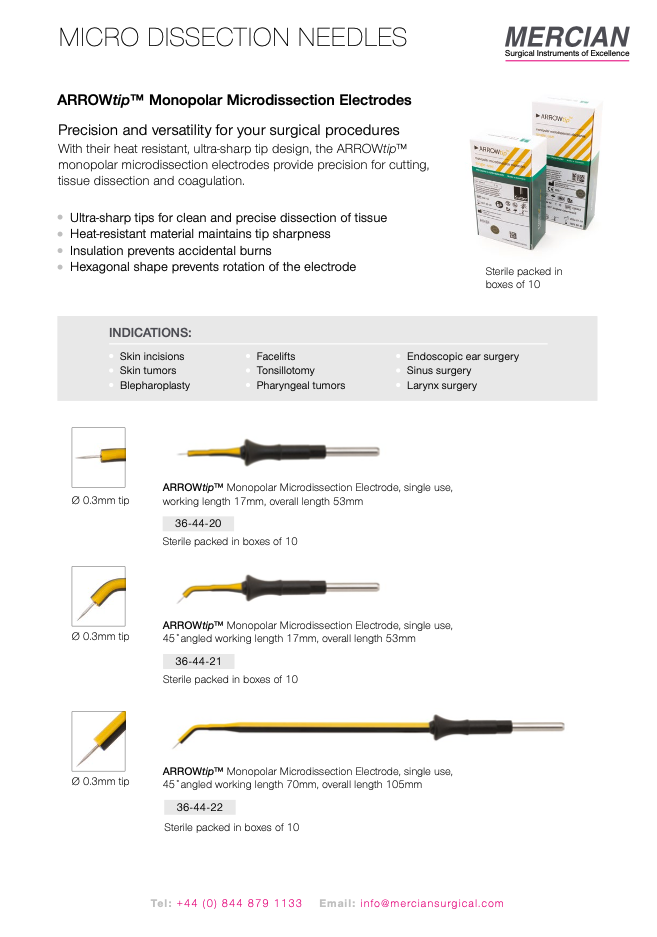 Mercian Monopolar Micro Dissection Needles